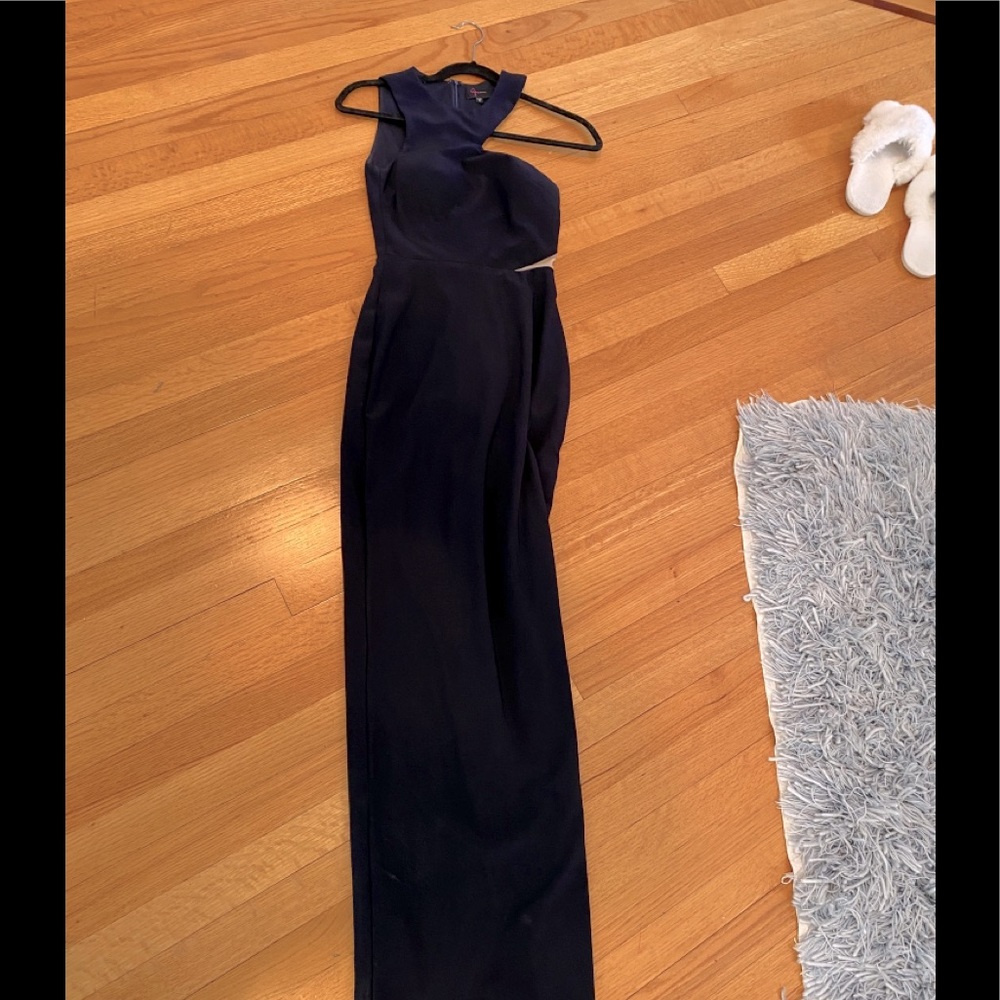 Navy with sheer sleeveless  gown by aqua